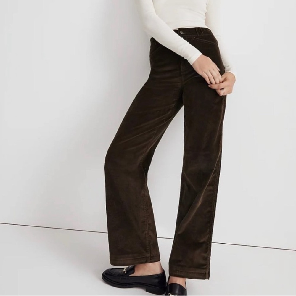 Madewell Olive Corduroy Wide-Leg Pants